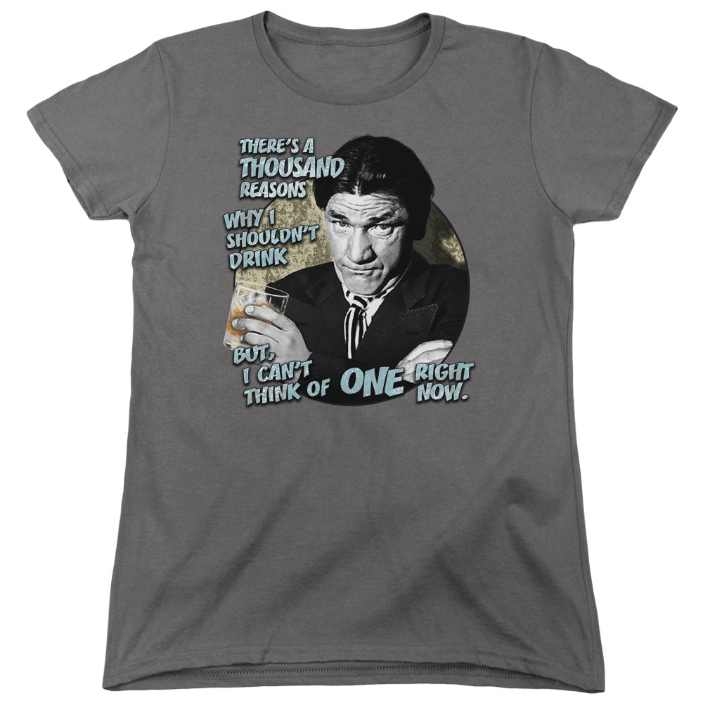 Three Stooges - Drink - Short Sleeve Womens Tee - Charcoal T-shirt