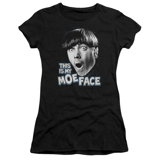 Three Stooges - Moe Face - Short Sleeve Junior Sheer - Black T-shirt