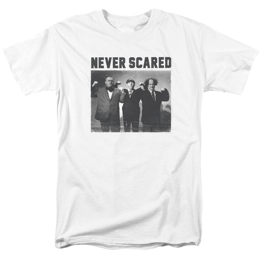 Three Stooges - Never Scared - Short Sleeve Adult 18/1 - White T-shirt
