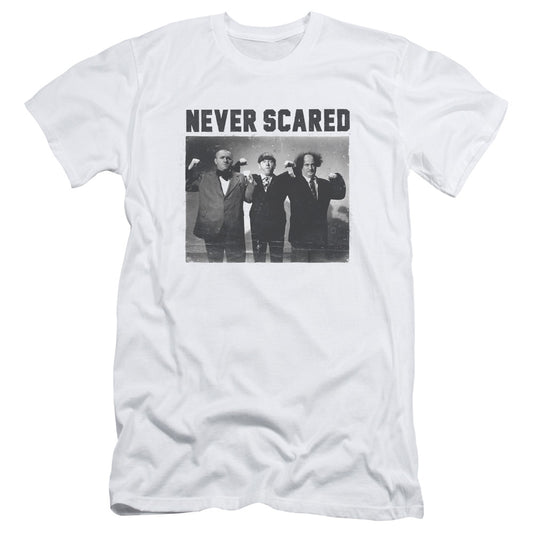 Three Stooges - Never Scared - Short Sleeve Adult 30/1 - White T-shirt