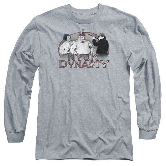 Three Stooges - Nyuk Dynasty - Long Sleeve Adult 18/1 - Athletic Heather T-shirt