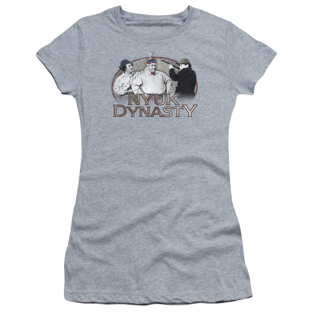 Three Stooges - Nyuk Dynasty - Short Sleeve Junior Sheer - Athletic Heather T-shirt