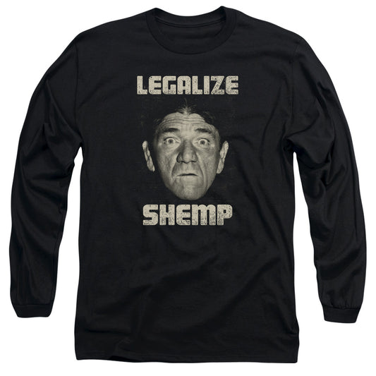 Three Stooges - Legalize Shemp - Long Sleeve Adult 18/1 - Black T-shirt