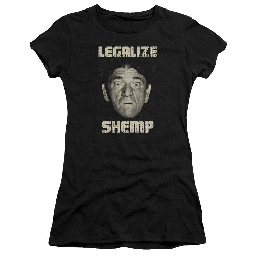 Three Stooges - Legalize Shemp - Short Sleeve Junior Sheer - Black T-shirt