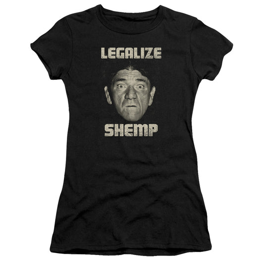 Three Stooges - Legalize Shemp - Short Sleeve Junior Sheer - Black T-shirt