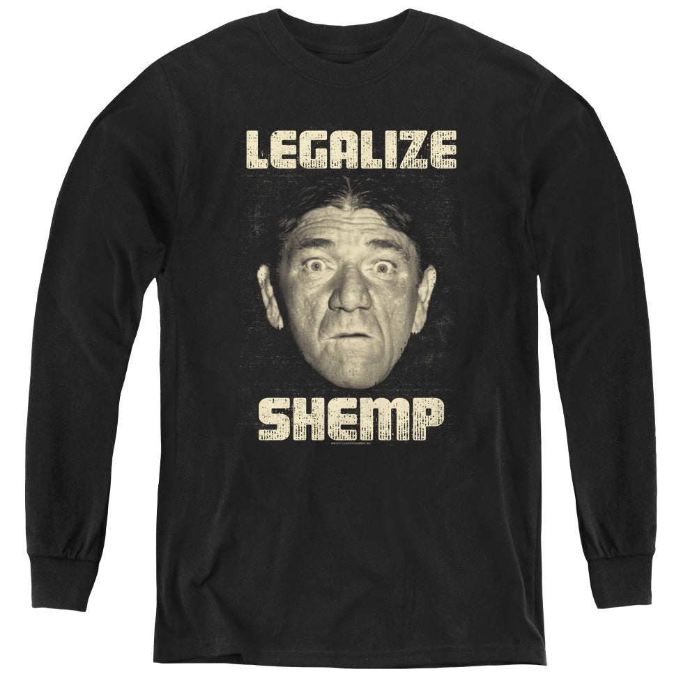 Three Stooges - Legalize Shemp - Youth Long Sleeve Tee - Black