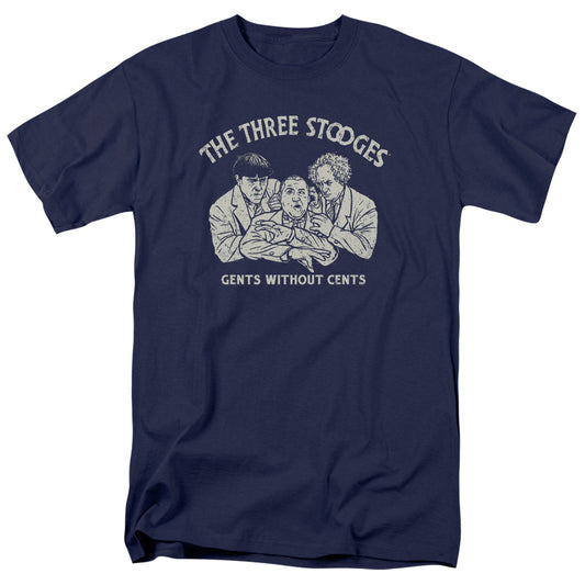 Three Stooges - Without Cents - Short Sleeve Adult 18/1 - Navy T-shirt