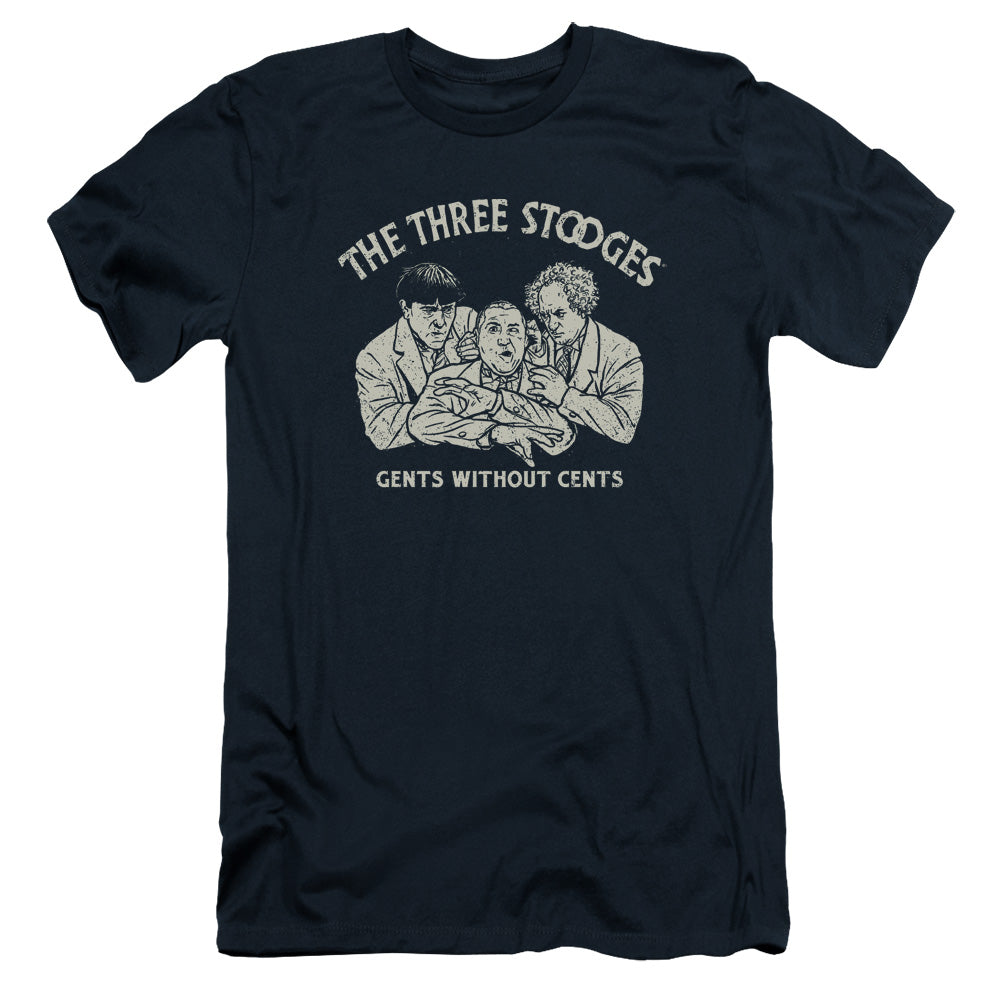 Three Stooges - Without Cents - Short Sleeve Adult 30/1 - Navy T-shirt