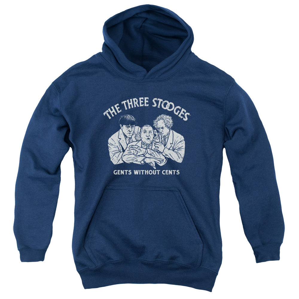 Three Stooges Without Cents-youth Pull-over Hoodie - Navy