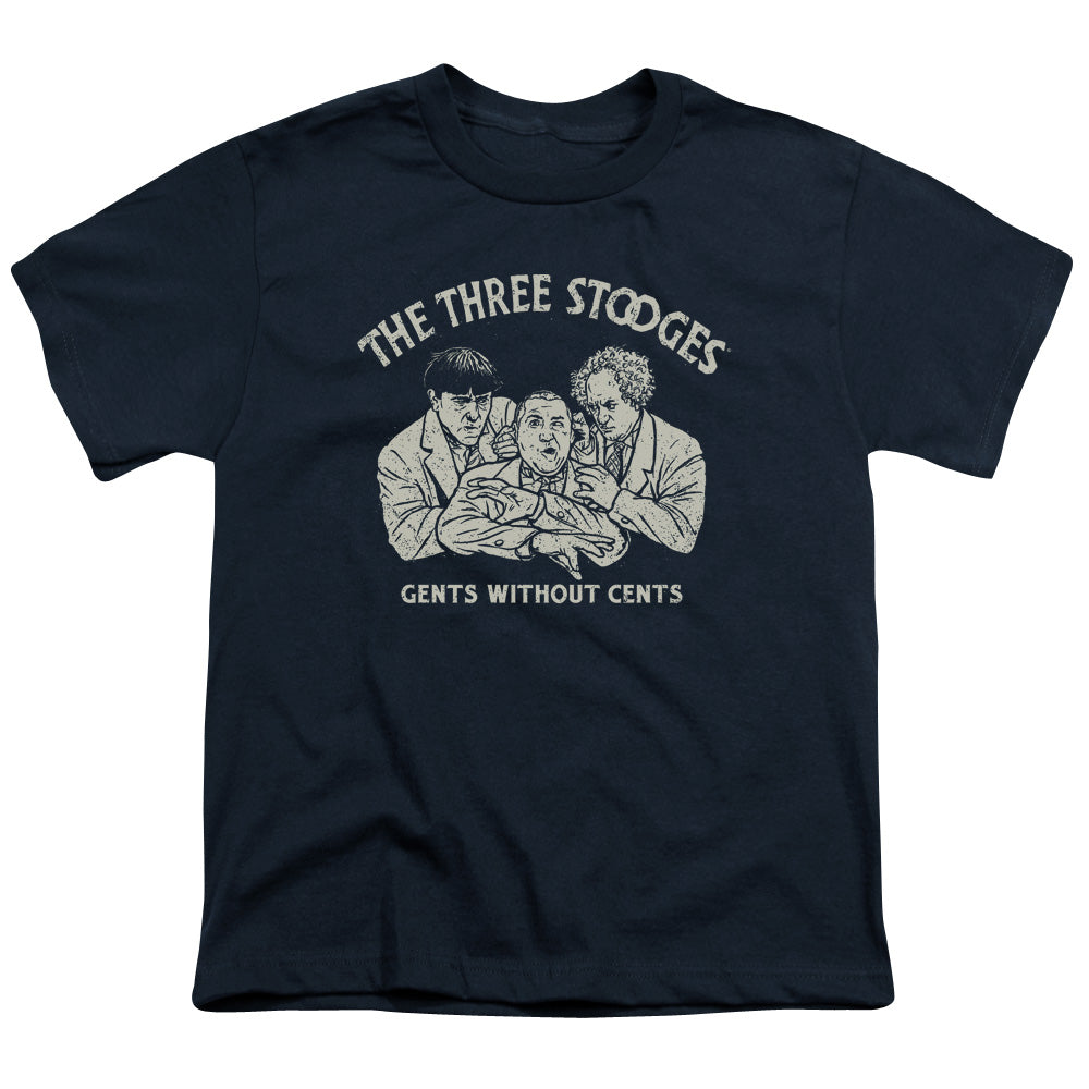 Three Stooges - Without Cents - Short Sleeve Youth 18/1 - Navy T-shirt