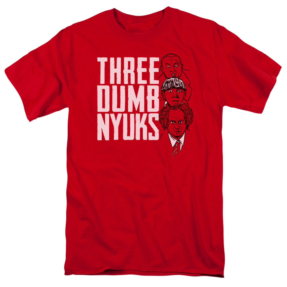 Three Stooges - Three Dumb Nyuks - Short Sleeve Adult 18/1 - Red T-shirt