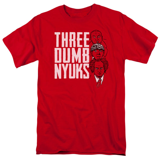 Three Stooges - Three Dumb Nyuks - Short Sleeve Adult 18/1 - Red T-shirt