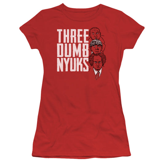 Three Stooges - Three Dumb Nyuks - Short Sleeve Junior Sheer - Red T-shirt
