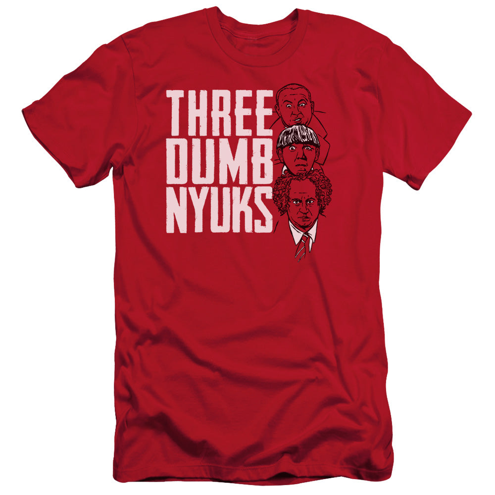 Three Stooges - Three Dumb Nyuks - Short Sleeve Adult 30/1 - Red T-shirt