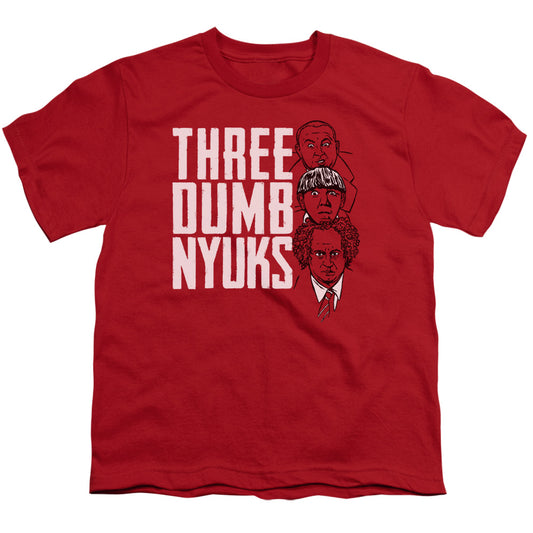 Three Stooges - Three Dumb Nyuks - Short Sleeve Youth 18/1 - Red T-shirt