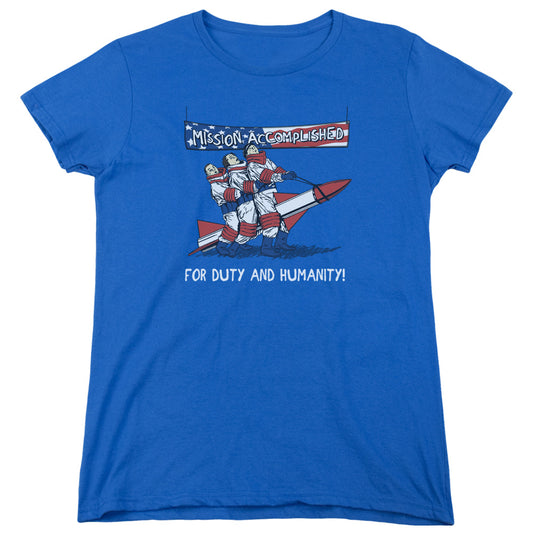 Three Stooges - Mission Accomplished - Short Sleeve Womens Tee - Royal Blue T-shirt