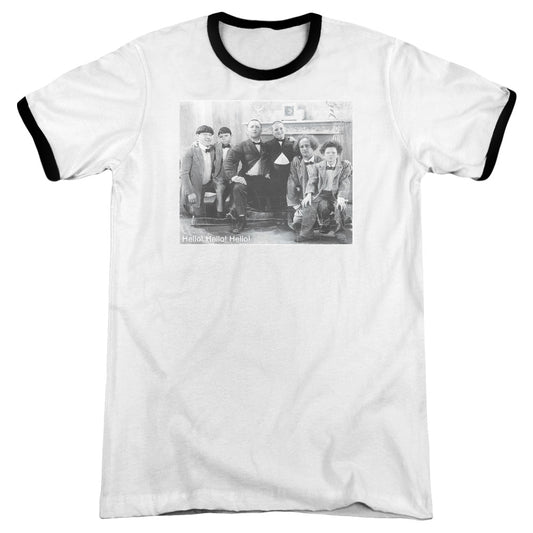 Three Stooges - Hello - Adult Ringer - White/black