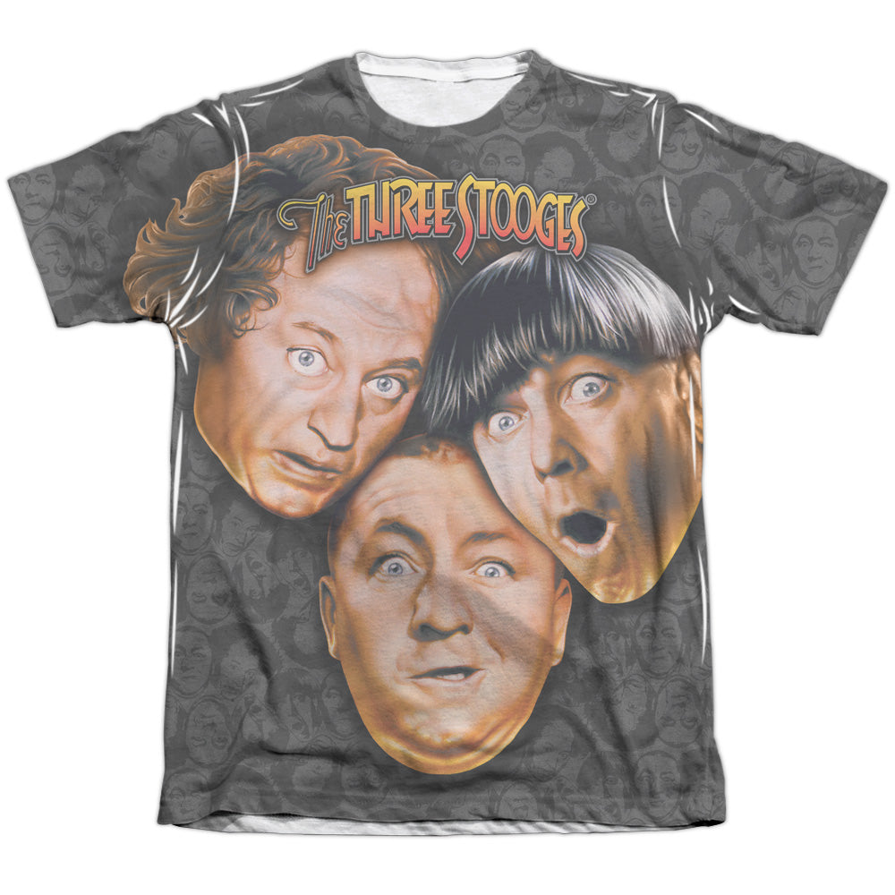 Three Stoogeshort Sleevetooges All Over - Adult 65 - 35 Poly/cotton S/s Tee - White T-shirt