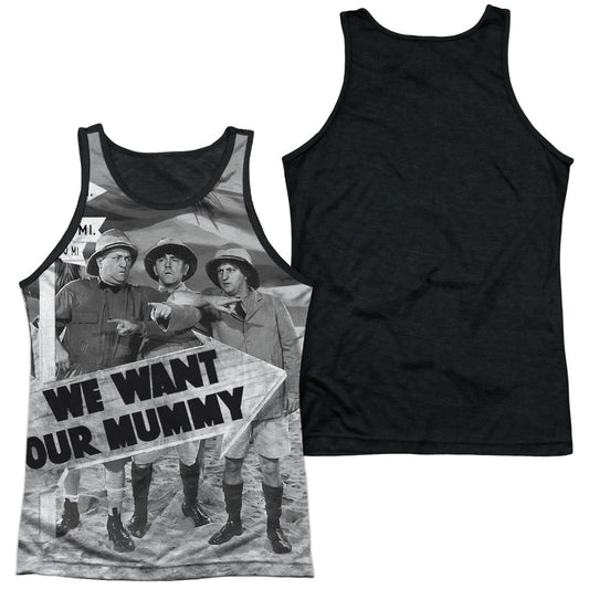 Three Stooges - Tunis 1500 - Adult Poly Tank Top Black Back - White