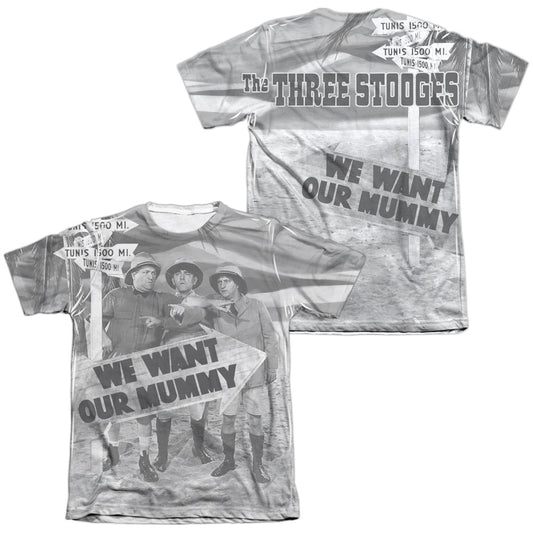 Three Stooges - Tunis 1500 (Front/back Print) - Adult 65/35 Poly/cotton Short Sleeve Tee - White T-shirt