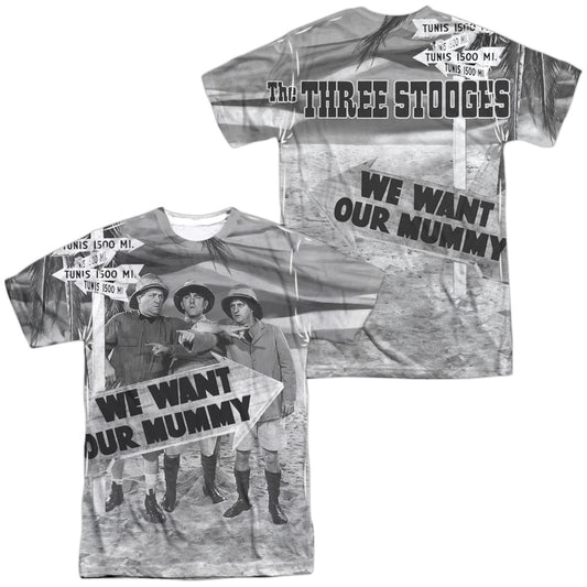 Three Stooges - Tunis 1500 (Front/back Print) -  Short Sleeve Adult 100% Poly Crew - White T-shirt
