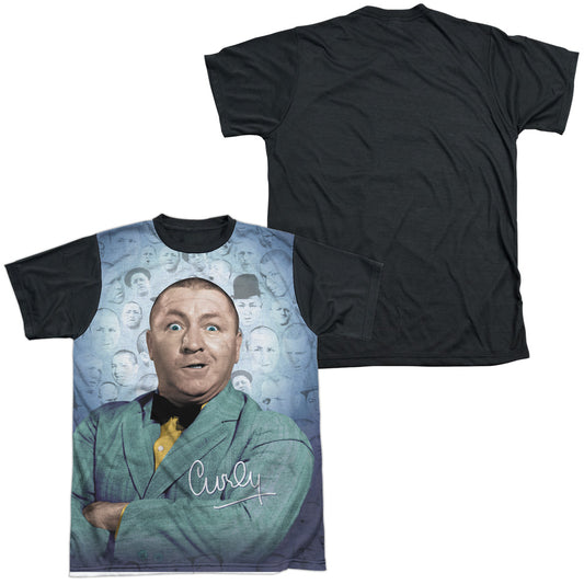 Three Stooges - Curly Heads - Short Sleeve Adult White Front Black Back   - White T-shirt