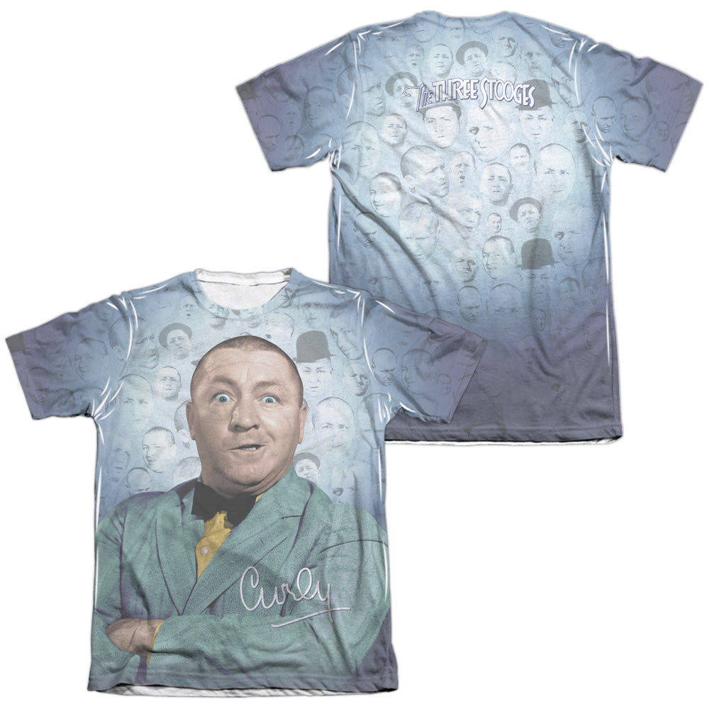 Three Stooges - Curly Heads (Front/back Print) - Adult 65/35 Poly/cotton Short Sleeve Tee - White T-shirt
