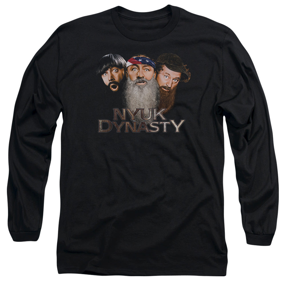 Three Stooges - Nyuk Dynasty 2 - Long Sleeve Adult 18/1 - Black T-shirt