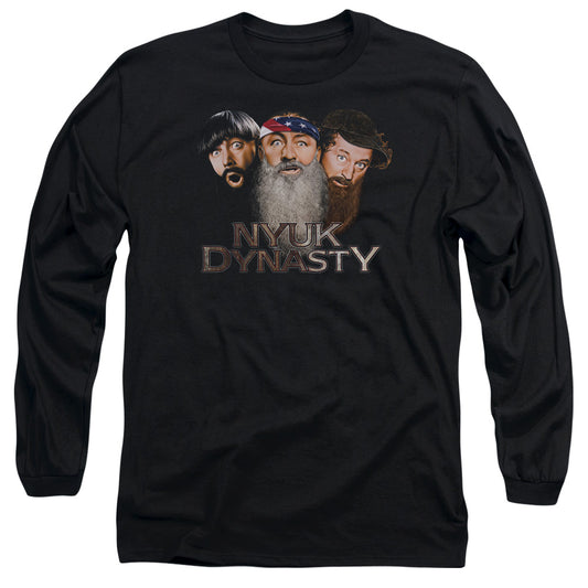 Three Stooges - Nyuk Dynasty 2 - Long Sleeve Adult 18/1 - Black T-shirt