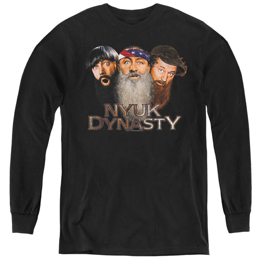 Three Stooges - Nyuk Dynasty 2 - Youth Long Sleeve Tee - Black