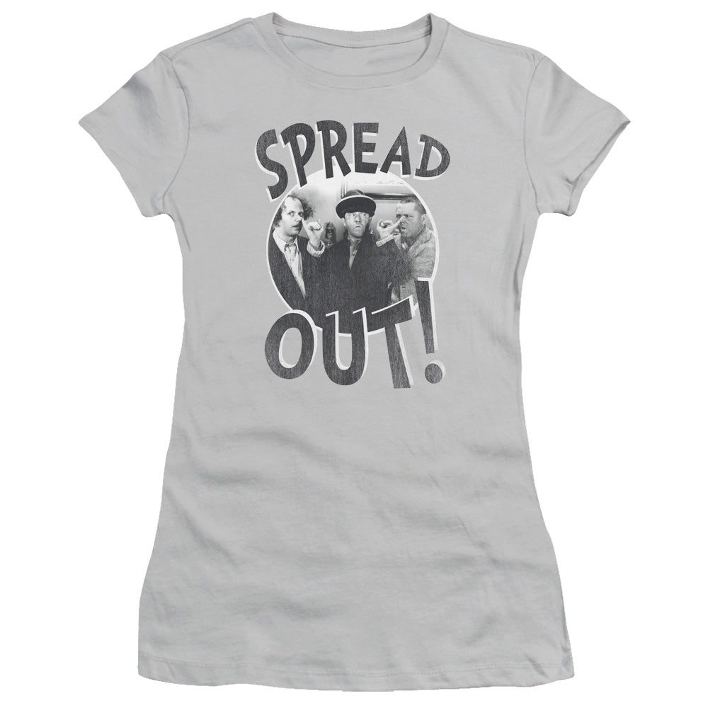 Three Stoogeshort Sleevepread Out-s - S Junior Sheer - Silver T-shirt