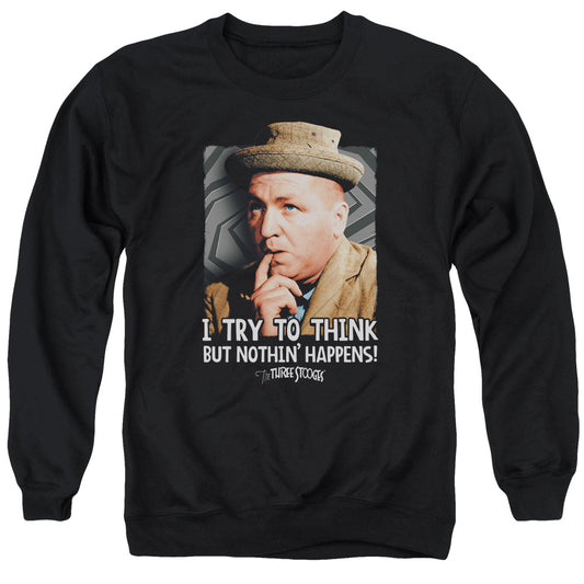 Three Stooges - Try To Think - Adult Crewneck Sweatshirt - Black