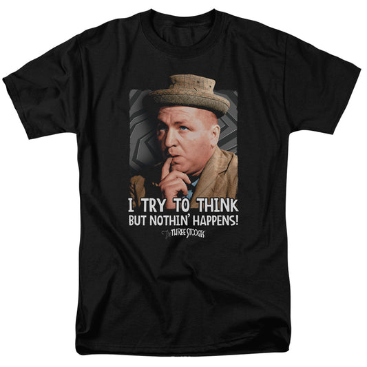Three Stooges - Try To Think - Short Sleeve Adult 18/1 - Black T-shirt