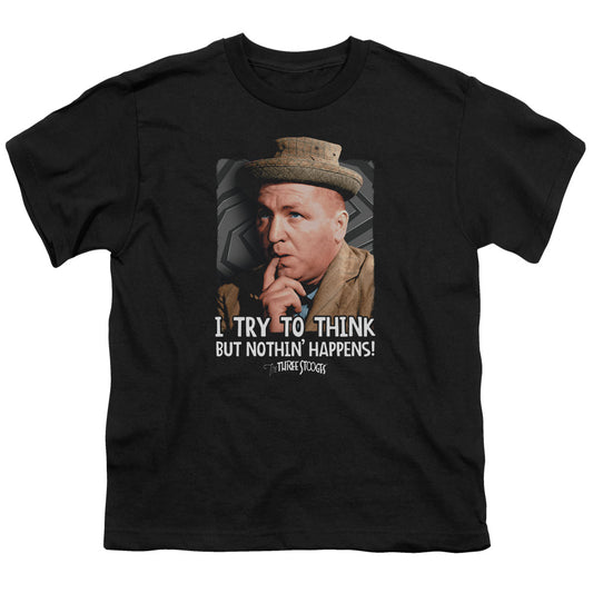 Three Stooges - Try To Think - Short Sleeve Youth 18/1 - Black T-shirt