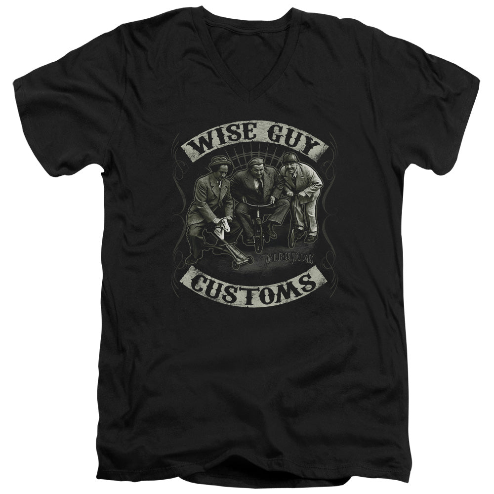 Three Stooges - Wise Guy Customs - Short Sleeve Adult V-neck 30/1 - Black T-shirt