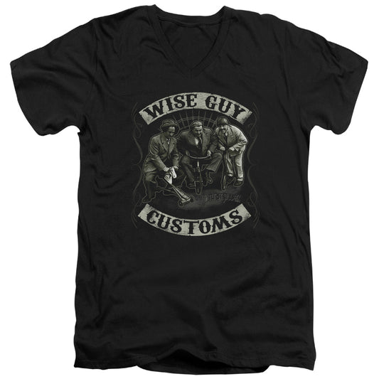 Three Stooges - Wise Guy Customs - Short Sleeve Adult V-neck 30/1 - Black T-shirt