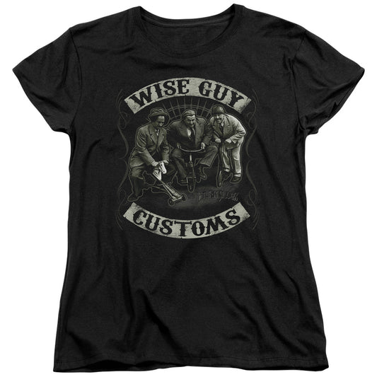 Three Stooges - Wise Guy Customs - Short Sleeve Womens Tee - Black T-shirt