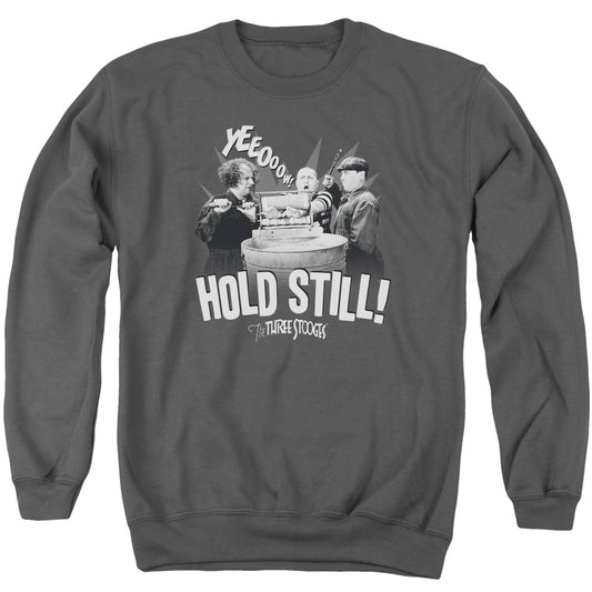 Three Stooges - Hold Still - Adult Crewneck Sweatshirt - Charcoal