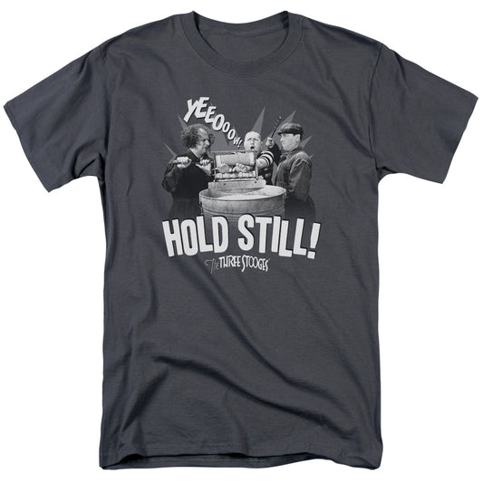Three Stooges - Hold Still - Short Sleeve Adult 18/1 - Charcoal T-shirt