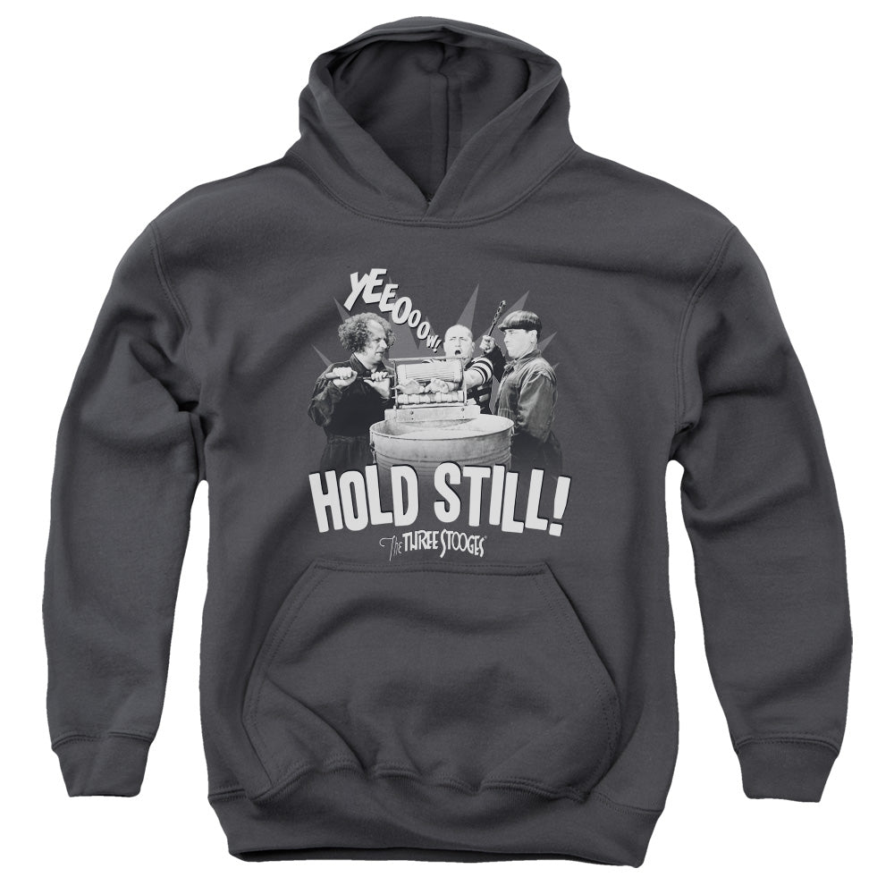 Three Stooges - Hold Still - Youth Pull-over Hoodie - Charcoal