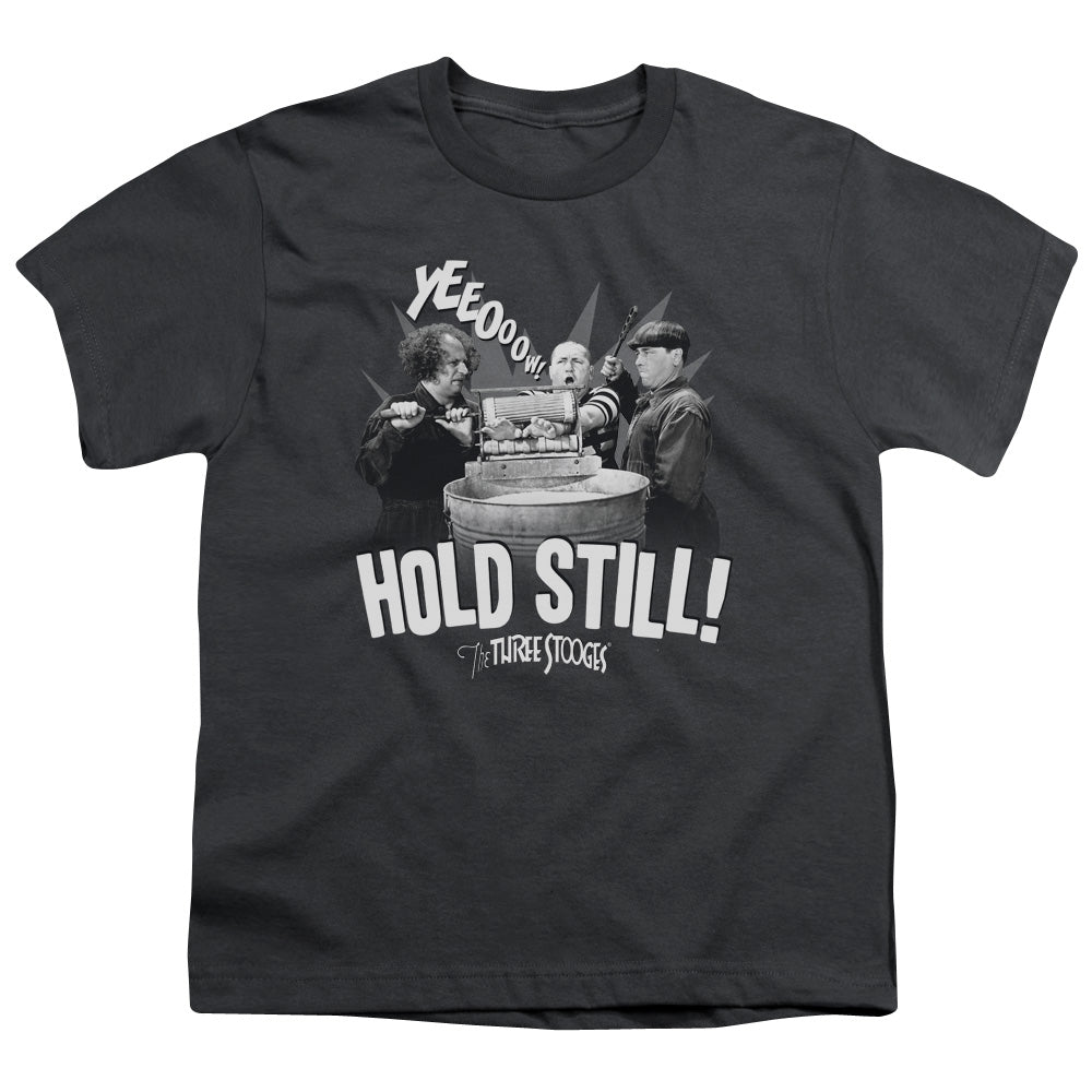 Three Stooges - Hold Still - Short Sleeve Youth 18/1 - Charcoal T-shirt
