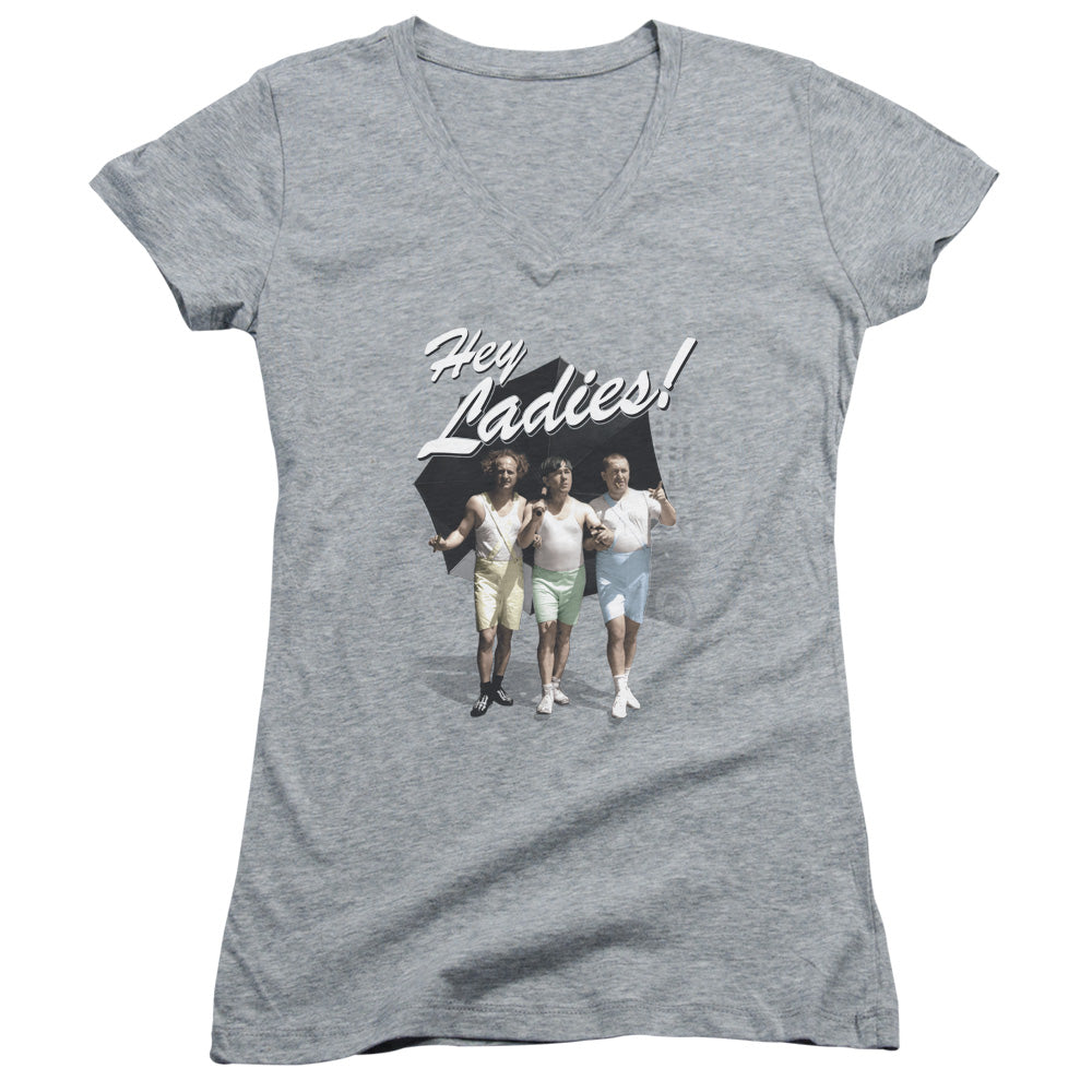 Three Stooges - Hey Ladies-junior V-neck - Athletic Heather