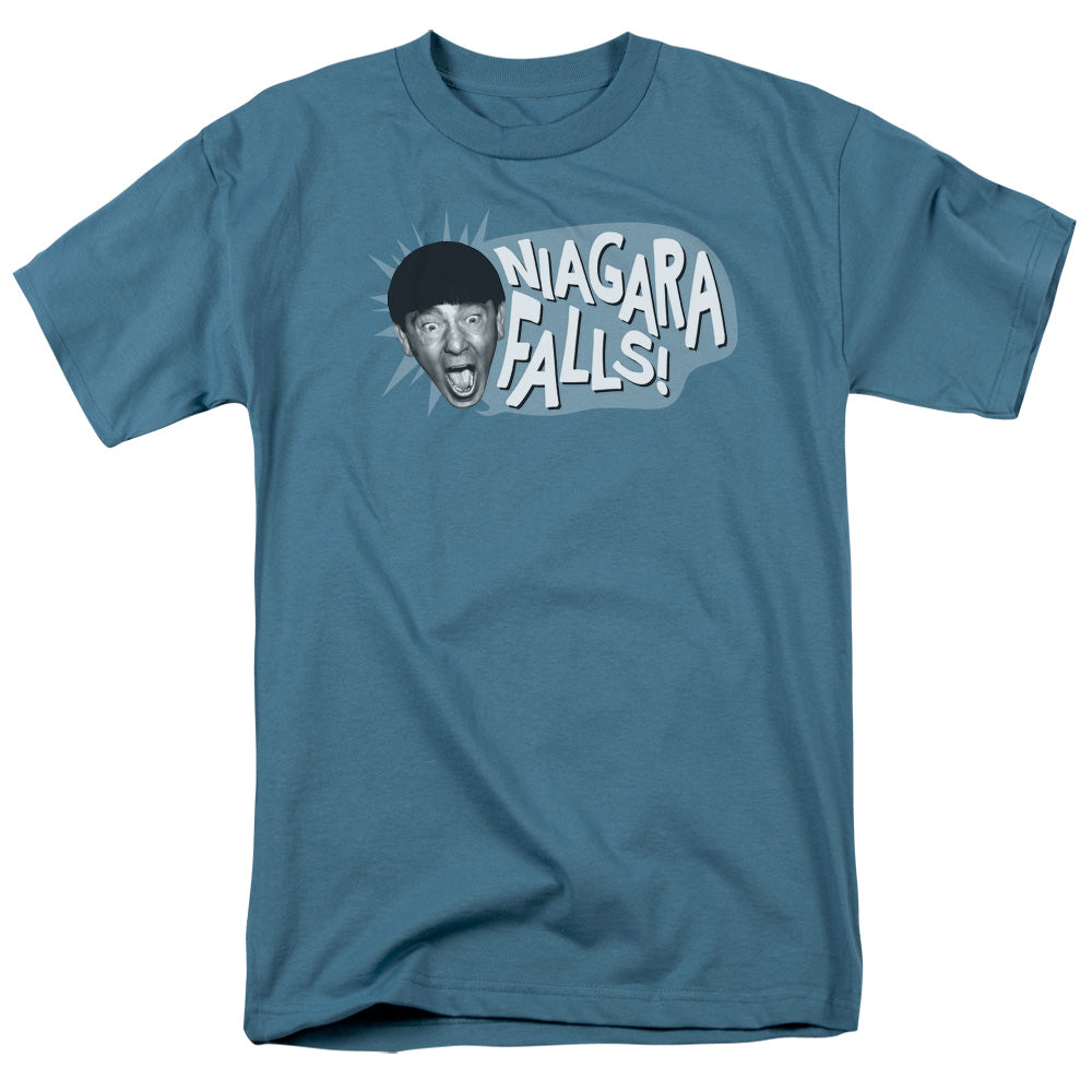 Three Stooges - Niagara Falls - Short Sleeve Adult 18/1 - Slate T-shirt