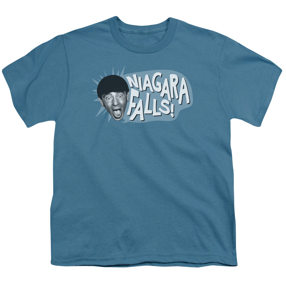 Three Stooges - Niagara Falls - Short Sleeve Youth 18/1 - Slate T-shirt