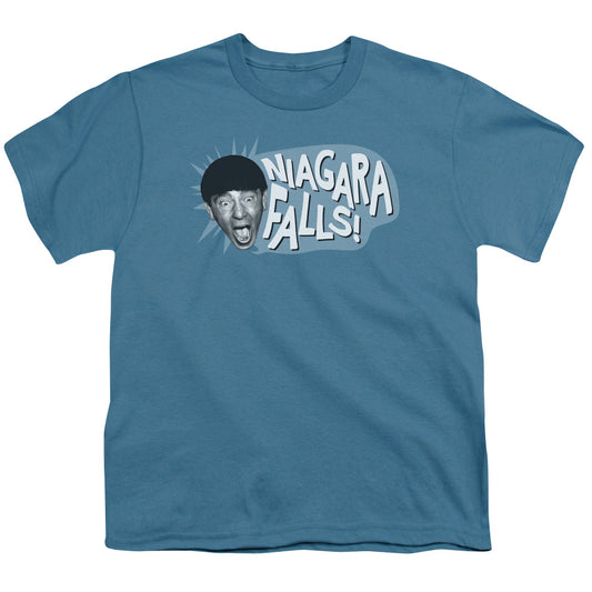Three Stooges - Niagara Falls - Short Sleeve Youth 18/1 - Slate T-shirt