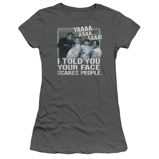 Three Stoogeshort Sleevecares People-s - S Junior Sheer - Charcoal T-shirt