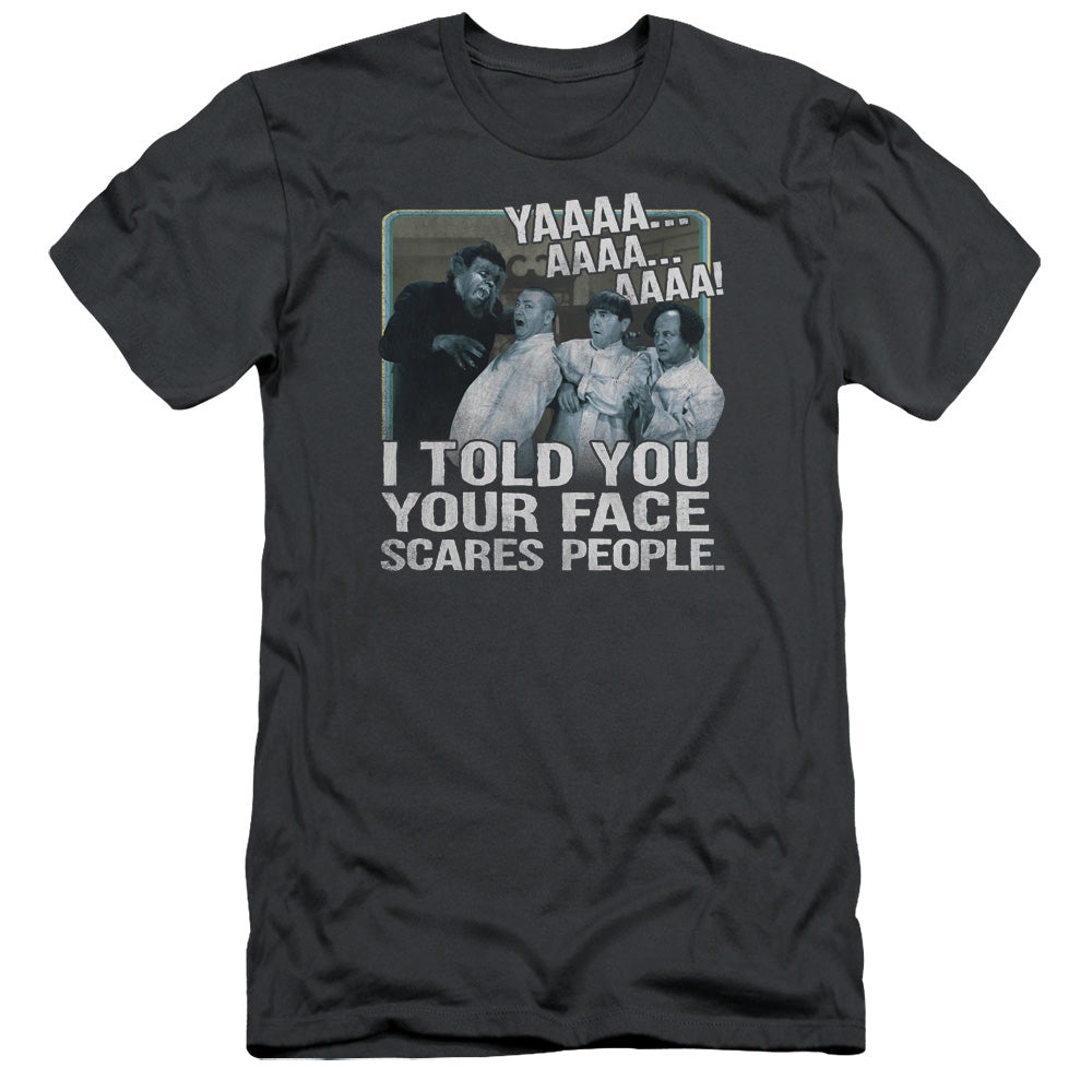 Three Stoogeshort Sleevecares People-s - S Adult 30/1 - Charcoal T-shirt