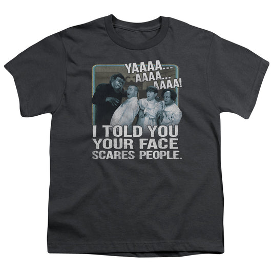 Three Stoogeshort Sleevecares People-s - S Youth 18/1 - Charcoal T-shirt