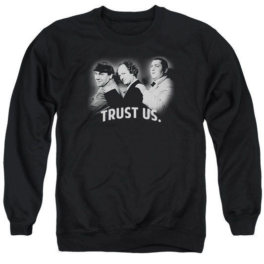 Three Stooges - Turst Us - Adult Crewneck Sweatshirt - Black