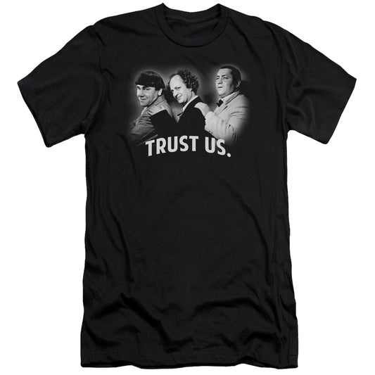 Three Stooges - Turst Us - Short Sleeve Adult 30/1 - Black T-shirt